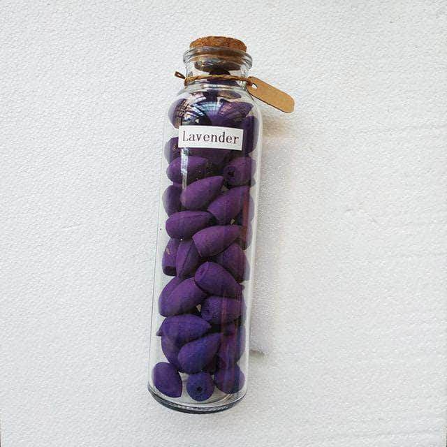 Lavender Glass Bottle Backflow Cones Incense Waterfall